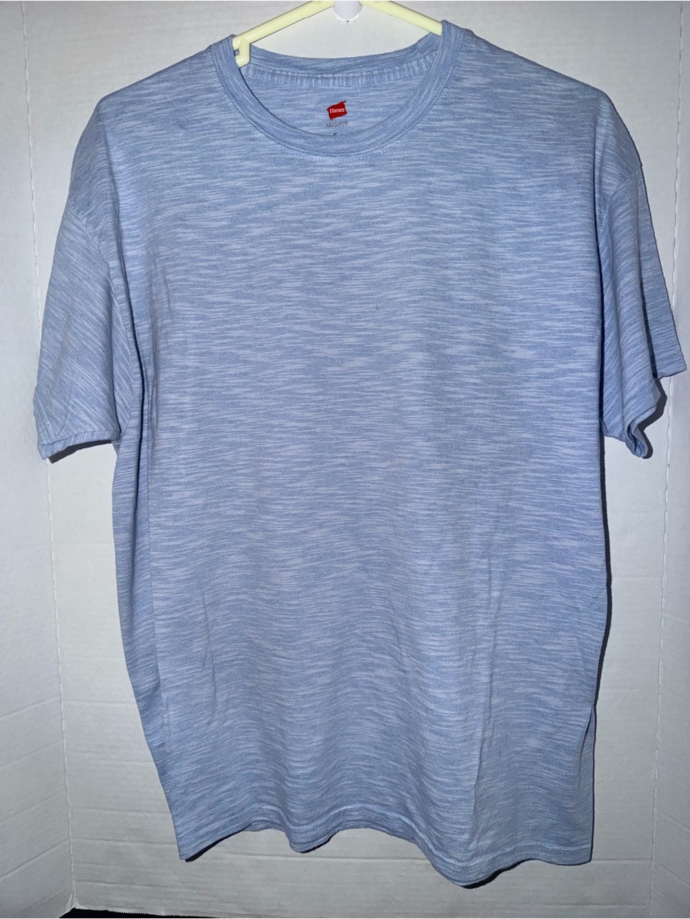 Hanes Light Blue Marled Short Sleeve Crew Neck Tee